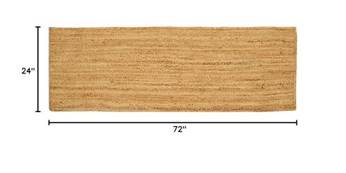 Hand Woven Jute Area Rug - 2' x 6' Feet - Rustic Beige Reversible Rectangular Rugs for Bedroom, Kitchen, Living Room - Vintage Natural Braided Entry Floor Décor Boho Jute Rug 24 X72 Inches - color: Natural, size: 2' x 6' (Rectangular)