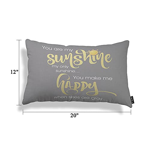 EKOBLA Motivational Phrase Home Decorative Throw Pillow Covers You are My Sunshine Yellow Gray Chevron Farmhouse Rectangle Cushion Cover Pillowcases Cotton Linen Cushion Cover 12x20 Inches - color: Multi-bs04, size: 20" x 12" (Pack of 1)