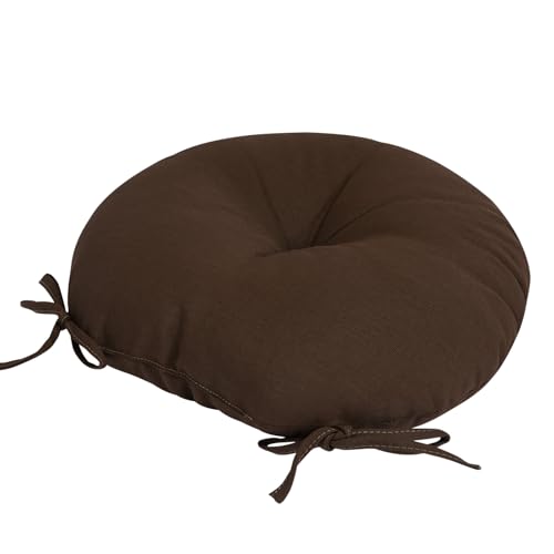 Bistro Chair Cushions 15 inch,Set of 2,Tufted Round Chair Cushions with Ties,15"x15"x4",Water Resistant Round Seat Cushion for Barstool Chairs,Patio Garden Kitchen Outdoor Furniture(Chocolate Brown) - color: Chocolate Brown, size: 15"x15"
