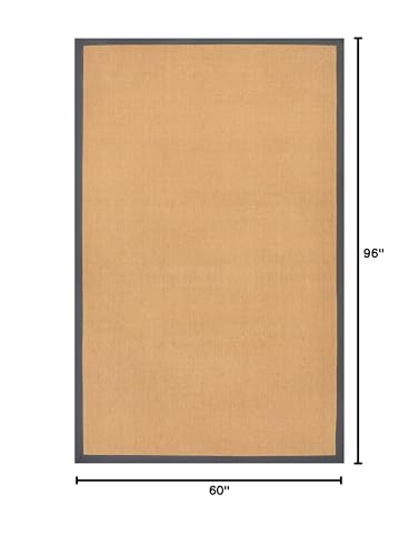 JONATHAN Y Border Jute Indoor Area Rug Natural/Dark Gray 5X8 ft, Camden Farmhouse Cottage for Living Room, Bedroom, Kitchen, Office, Easy-Cleaning, High Traffic, Pet-Friendly, Non-Shedding KTN100D-5 - color: Natural/Dark Gray, size: 5' x 8' (Rectangular)
