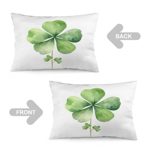 Couch Pillow Cases Watercolor Green Lucky Clover Pillow Covers Clover Lucky Decorative Lumbar Cushion Cases Double-Sided Printing Design Hotel Cafe Car Sofa 16 "x24 - color: Pattern-1, size: 24" x 16" (Pack of 1)