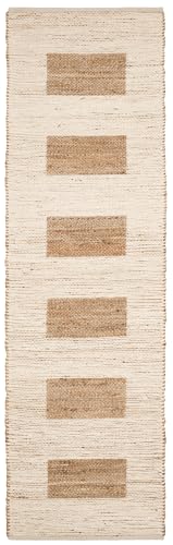 Dash & Albert Milo Ivory Handwoven Jute/Cotton Rug, 2.5 X 8 Feet, Tan Stripe Pattern - color: Milo Ivory, size: 2'6" x 8' (Runner)