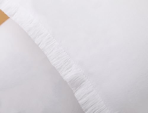 NUYECY Set of 2 Natural Linen Fringed Throw Pillow Covers,White Neutral Decorative Pillowcase with Chic Tassel Burlap Boho Square Cushion Covers for Couch Sofa Farmhouse,18x18 inches - color: White, size: 18" x 18" (Pack of 2)