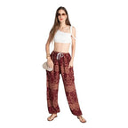 Tranquil Threads Women's Harem Pants with Pockets and Drawstring, Hippie Boho Yoga Clothes - color: Maroon Whisper, size: Large