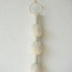 IOWER Macrame Wall Hanging Small Sphericity Cotton Textile Tassel Wall Hanging Fiber Yarn Art for Living Room Bedroom 27'' L x 2.3'' W - color: Ivory