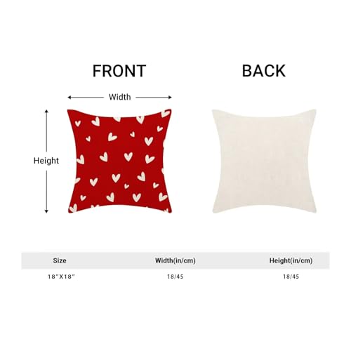 Valentine's Day Red Throw Pillow Covers 18x18 Inch Set of 2, Love Heart Linen Decorative Pillow Cover Romantic Valentine Themed Cushion case Outdoor Cushion Cover for Sofa Couch Farmhouse Room - color: Love Heart4, size: 18" x 18" (Pack of 2)