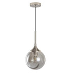 KCO Lighting 7.1” Smoked Glass Pendant Light Single Pendant Light Brushed Nickel Dining Room Light Fixtures Globe Hanging Light Fixture - color: Silver+Smoke Grey
