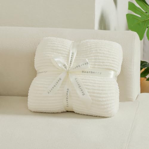 bearberry Soft Rib Knit Blanket Thin Warm & Breathable - Snuggly Minky Throw for Everyday Use, Travel, Chair | All-Season Machine Washable for Couches, Gifts, Family (Cream, 50”x60”) - color: Ribbed Knit Cream, size: Throw(50″x60″)