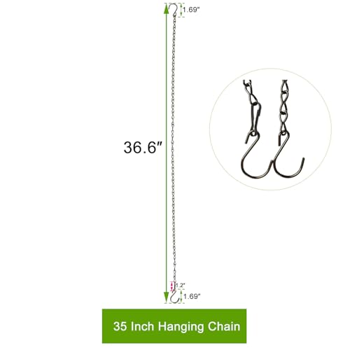 Chain for Hanging Plants,35 Inch Silver Hanging Chain,Hanging Basket Chain Kits with Hooks for Bird Feeder Hanging Planter Porch Wind Chime (Silver, 35 Inch-2PCS) - color: Silver, size: 35 Inch-2PCS