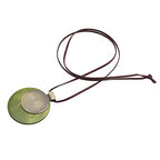Leather Necklace for Women Long Boho Pendant Hippie Choker Necklace Bohemian Layered Leather Rope Wooden Jewelry Gifts - style: Green Big Wood Pendants