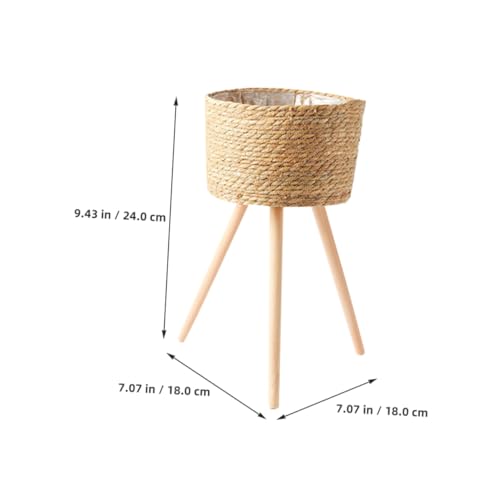 Toddmomy Rattan Flower Basket Stand for Front Porch Decor Indoor Plant Hanger Plant Pots Stand Bonsai Shelf - color: Brown