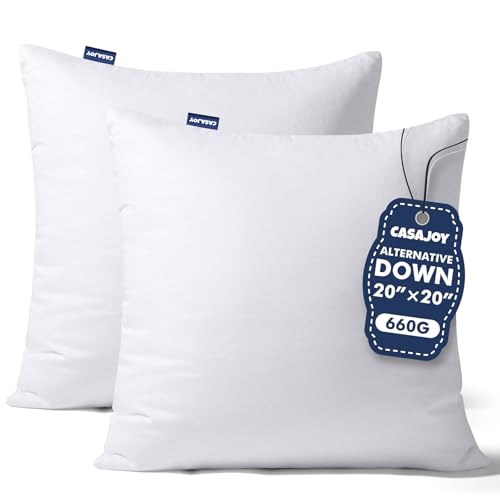 20x20 Synthetic Down Pillow Inserts, Set of 2 Down Alternative Throw Pillows Insert for Bed, Sofa & Couch, Ultra Soft Fluffy Sleeping Pillow with 100% Cotton Cover - size: 20x20 Inch