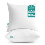 Oubonun 26 x 26 Throw Pillow Inserts - Soft, Plush & Decorative Down Alternative Pillows for Couch Sofa Bed, Machine Washable - White, Pack of 2 - size: 26x26 Inch (Pack of 2)