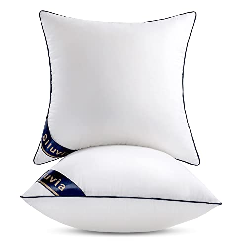 Siluvia 24x24 Pillow Inserts Set of 2 Square Throw 24 Euro Pillows with 100% Cotton Cover for Sofa, Couch, and Bed - White - size: 24x24 Inch (Pack of 2)