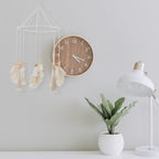 BESTOYARD Boho Tassel Pendant Wall Hanging Leaf Iron Hoop Home Backdrop Decor for Living Room Bedroom Beige Fringe Ornament