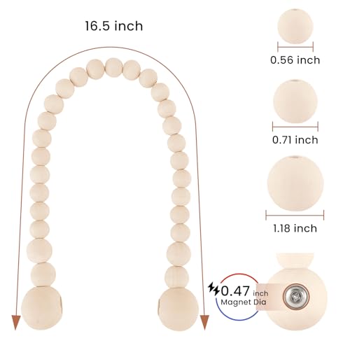 KLOGTSIND Magnetic Curtain Tiebacks, Curtain Holdbacks for Curtains 2 Pack, Wood Bead Curtain Holders for Boho Bedroom Decor, Baby Nursery Decor, Farmhouse Decor - color: Wood Color
