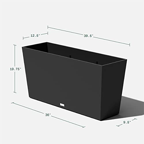 Veradek Midori Long Trough Planter (Black, 39 inch - 2 Pack with 2 Saucer Trays) - color: Black, size: 39 inch - 2 pack with saucers