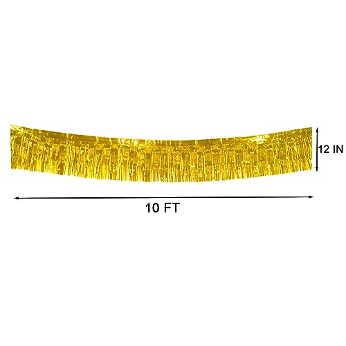 6 Packs 10 Feet Foil Fringe Garland Metallic Foil Tinsel Fringe Garland Wall Hanging Fringe Banner for Parade Floats, Wedding, Christmas，Birthday Party Halloween Decor (Gold) - color: Foil Fringe Garland-gold