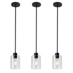 3 Pack Black Pendant Lights Kitchen Island, Modern Industrial Matte Black Hanging Light Fixtures, Adjustable Downrod Farmhouse Glass Pendant Lighting for Dining Room Bedroom Hallway Entryway - color: Black 3 Pack Stem Rod