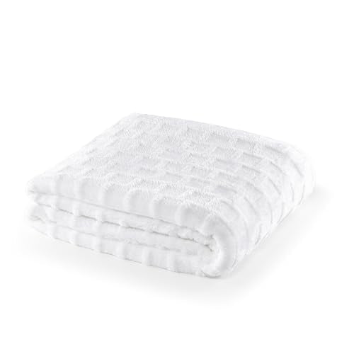 Velvet Plush Jacquard Tile Throw Blanket for Couch - Buttery Soft, Cozy Throw, for Women (Bright White, 50" x 60") - color: Bright White