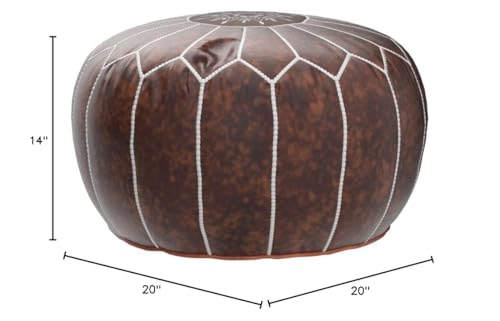 nuLOOM Classic Moroccan Faux Leather Filled Ottoman Pouf - color: Brown
