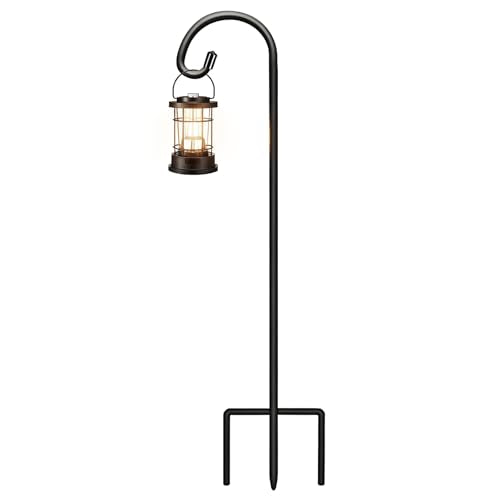 Gtongoko 24 Inch Shepherd Hooks for Outdoor 1 Pack,Garden Hooks for Hanging Plants, Lanterns, Solar Lights, Mason Jars & Wedding Decor, Matte Black Decorative Shepherd’s Hooks - size: 24 Inch, style: 1 Pack