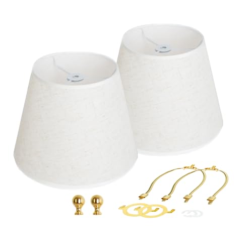 Lamp Shades Set of 2, Floor Lamps with Lamp Harps Lamp Shade Holder, Fabric Drum Shade with PVC Lining, Spider Fitter for Table Lamps,Floor Lamps, 5.5x8.7x6.6 Inch - color: White with Holder