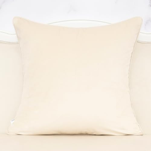 Alerfa Beige Floral Throw Pillow Cover 20 x 20 Inch Cut Velvet Sqaure Luxury Decorative Pillow Cover for Couch Living Room Bedroom - color: Beige, size: 20" x 20" (Pack of 1)