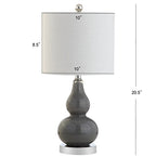 JONATHAN Y 20.5" Gray Glass Table Lamp, Modern Gourd Bedside Nightstand Lamp for Bedroom, Living Room, White Linen Shade, LED Bulb Included JYL1028A - color: Gray, size: Single