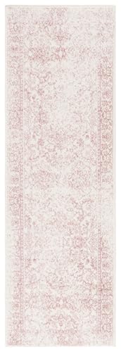 SAFAVIEH Adirondack Collection Runner Rug - 2' x 6', Ivory & Rose, Distressed Vintage Floral Design, Non-Shedding & Easy to Clean, Ideal for Hallway, Foyer, Entryway, Bedroom (ADR109H) - color: Ivory/Rose, size: 2' x 6' (Runner)