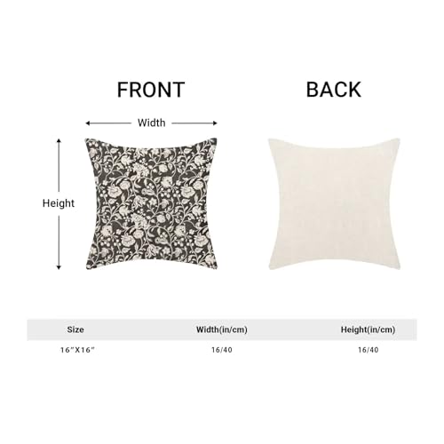 Floral Throw Pillow Covers 16x16 Set of 2, Flower Print Linen Decorative Pillow Covers Neutral Vintage Decoration Outdoor Cushion Cover Black Floral Pillowcase for Sofa Couch Farmhouse Room - color: Print Black, size: 16" x 16" (Pack of 2)