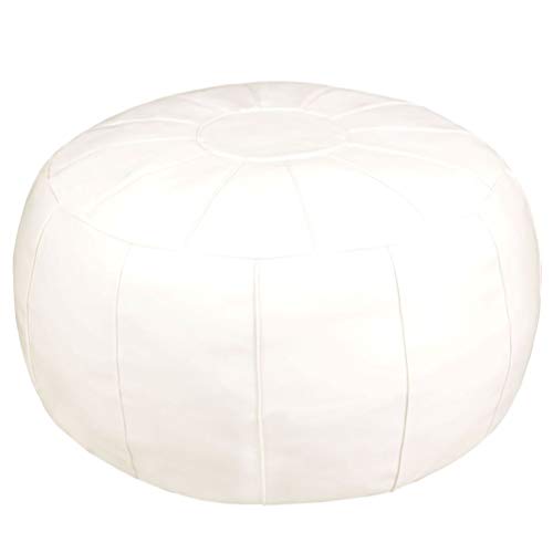 Unstuffed Pouf Foot Stool Round Decorative Leather Ottoman Cushion Storage seat or for Resting Your Feet on, Floor Chair Foot Living Room Bedroom Kids Room and Wedding (White) - color: White