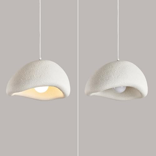 Scandinavian Pendant Lights Kitchen Island White Concrete Cement Look Pendant Light Dome Hanging Lamp Wabi Sabi Chandelier - Medium - color: White, size: Medium 15.7”