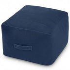 MeMoreCool Square Stuffed Pouf Ottoman Foot Rest, Floor Pouf Foot Stool with Foam Chunk Filling, Soft Stuffed Ottoman Footrest for Living Room, Navy - color: Striped Navy