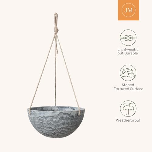 LA JOLIE MUSE Hanging Planter Flower Plant Pots - 9.84 Inch Indoor Outdoor Balcony Patio Hanging Basket Set of 2, Marble Pattern - color: Marble Pattern, size: 9.84 Inch