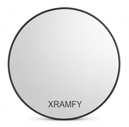 XRAMFY 30 Inch Round Mirror - Circle Mirrors for Bathroom, Entryway and Living Room Wall Decor, Modern Hanging Vanity Mirror, Matte Black Circle Decorative Wall Mirror - color: Round-black, size: 30"L x 30"W