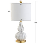 JONATHAN Y 20.5" Black/White Glass Table Lamp, Modern Gourd Bedside Nightstand Lamp for Bedroom, Living Room, White Linen Shade, LED Bulb Included (JYL1028D) - color: Black / White, size: Single