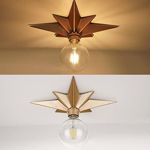2 Pack Flush Mount Ceiling Light - Star Lights Fixture Hallway Lighting Fixtures Modern Ceiling Lights Brass Flush Mount Light Fixture for Kitchen Bathroom Bedroom Entryway (Bulb not included) - color: 2 Pcs Brass Ceiling Light