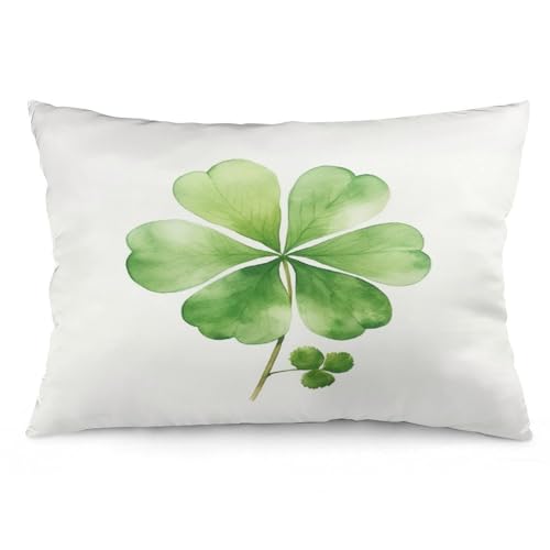 Pillows Cover Watercolor Green Lucky Clover Super Soft Pillowcase Cushion Cover 12 "x20 Patrick's Day Spring Throw Pillow Cover Rectangle Two Sides Printed for Bedding Couch Sofa Home Gift - color: Pattern-4, size: 20" x 12" (Pack of 1)