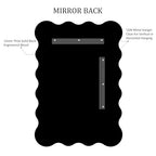 Kelly Miller 22x32 Inch Gold Scalloped Mirror, Large Rectangular Wavy Edge Bathroom Vanity Wall Mirror Decorative for Bedroom Living Room Entryway Fireplace Mantle - size: 32"L x 22"W