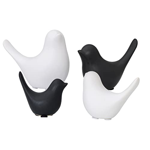 Notakia Small Birds Statues Black Modern Farmhouse Decor Deals, Farmhouse Decor for Kitchen Counter, Bathroom Shelf, Living Room, Office Sculpture, Knick Knacks for Shelves - color: White 2pcs Black 2pcs