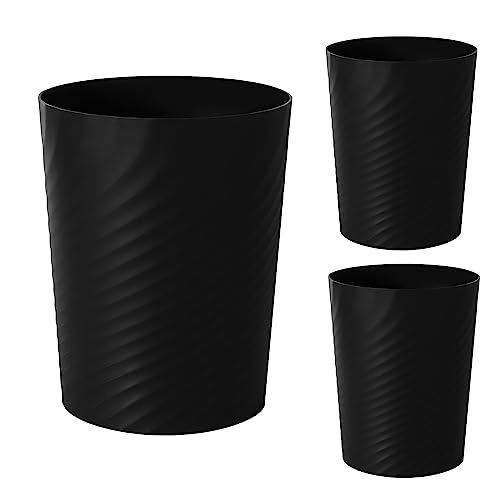 UUJOLY Plastic Small Trash Can Wastebasket, Garbage Container Basket for Bathrooms, Laundry Room, Kitchens, Offices, Kids Rooms, Dorms, 1.8 Gallon, Black, 3 Pack - color: Black, size: 1.8 Gallon/3 Pack