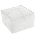 MeMoreCool Stuffed Round Pouf Ottoman Foot Rest, Floor Pouf Foot Stool with Soft Foam Chunk Filling, Small Round Ottoman Footstool Circle Footrest for Living Room - color: Piping Off-white