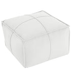 MeMoreCool Stuffed Round Pouf Ottoman Foot Rest, Floor Pouf Foot Stool with Soft Foam Chunk Filling, Small Round Ottoman Footstool Circle Footrest for Living Room - color: Piping Off-white