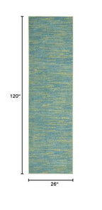 Nourison Home Nourison Essentials Blue Green 2'2" x 10' Area Rug - Easy Clean, Non Shedding, Bed Room, Living Room, Dining Room, Kitchen (10' Runner) - color: Blue Green, size: 2'2" x 10' (Runner)