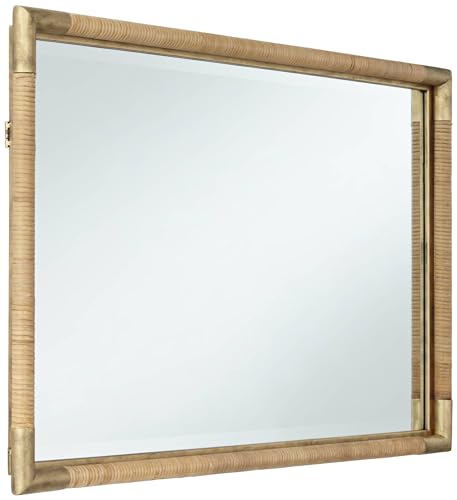 Uttermost Kampar Antiqued Gold and Rattan 23" x 36" Vanity Mirror