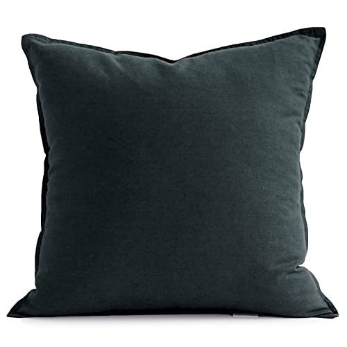 Jeanerlor Solid Cotton Linen Decoration 18"x18" Throw Pillow Cushion Case Special Pillow Cover Delicate Decorative Pillowcase for Couch/Bed/Chair,(45 x 45cm), Dark Green - color: Dark Green, size: 18" x 18" (Pack of 1)