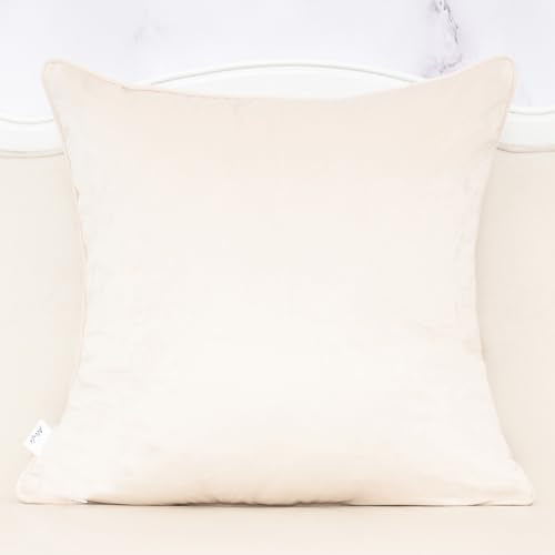 Alerfa Boho White Floral Throw Pillow Cover 20x20 Inch Cut Velvet Sqaure Luxury Embroidered Decorative Pillow Cover for Couch Living Room Bedroom - color: White, size: 20" x 20" (Pack of 1)