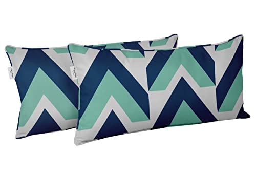 Indoor/Outdoor Polyester Fabric Lumbar Pillow Cover, All-Weather Waterproof Rectangular Cushion Case for Patio Furniture, 12 x 18 Set of 2 - Abstracts-41 - color: Royal Blue, size: 18" x 12" (Pack of 2)