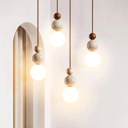 Modern Indoor Pendant Light Natural Stone Spherical Hanging Light Frosted White Glass Suspension Pendant Lamp for Bedside Restaurant Kitchen Island Aisle Bar Club Chandelier - color: Yellow